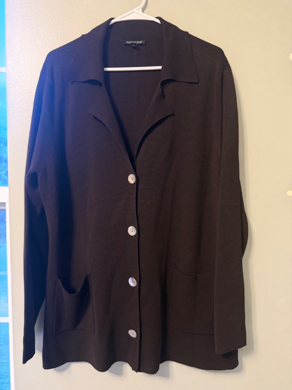 EILEEN FISHER Silk Blend Cardigan Women’s 1X Brown - Picture 2 of 5